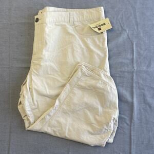 Woolrich Hiking Capri Pants Womens Size 14 Beige Cargo Ruched Pockets Mid Rise